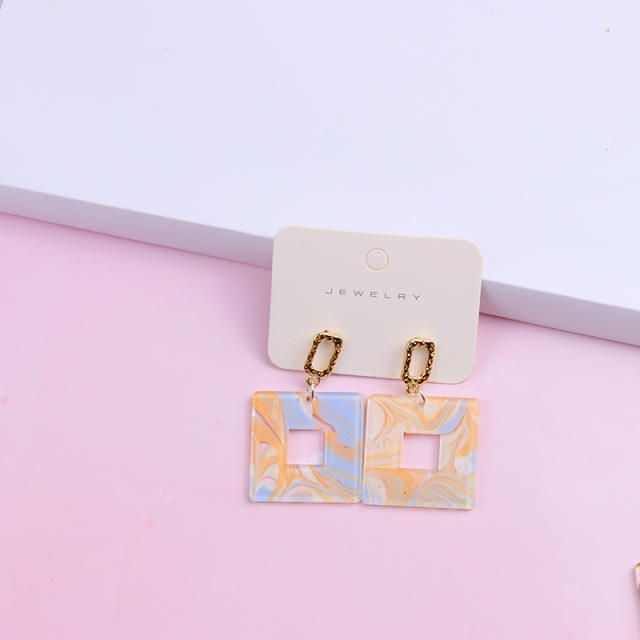 Geometric square hollow dangle earrings