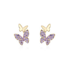 Elegant tiny butterfyl rhinestone ear studs