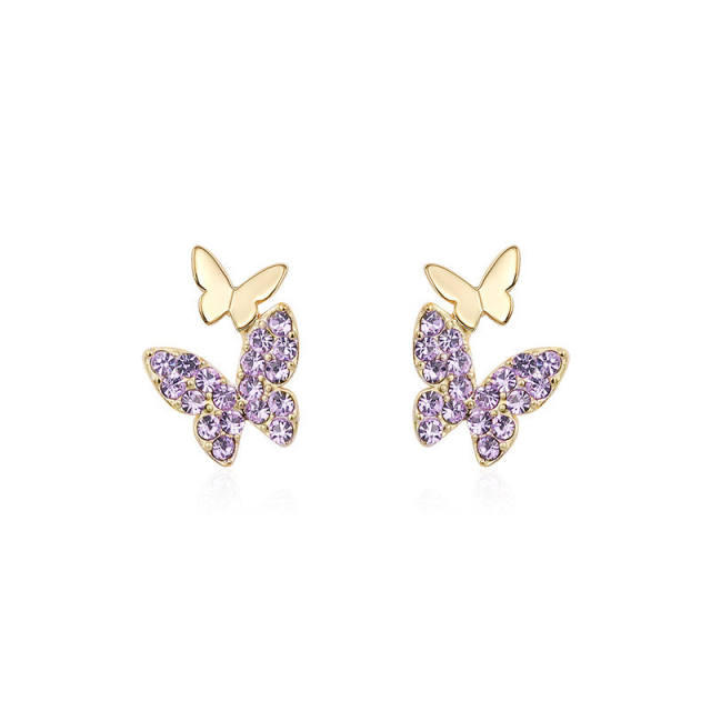 Elegant tiny butterfyl rhinestone ear studs