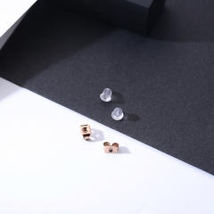classic black color round shape stainless steel ear studs