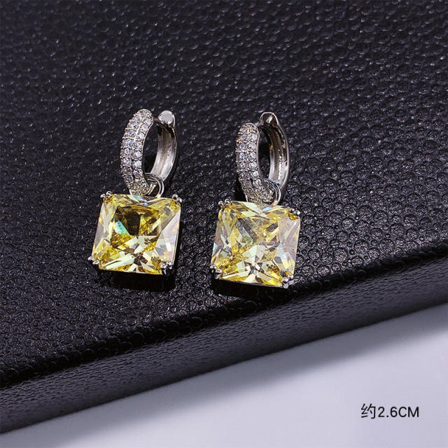 Elegant square cubic zircon huggie earrings