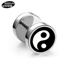 Pentagram titanium dumbbell black earings