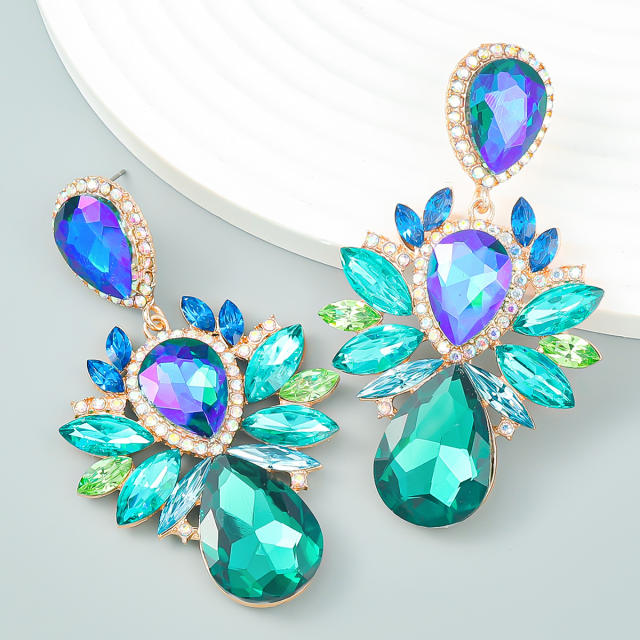 Luxury glass crystal drop earrings