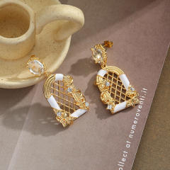 INS cubic zircon enamel dangle earrings for women  FD66185219