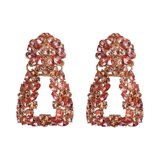 Geometric shape glass crystal statement dangle earrings