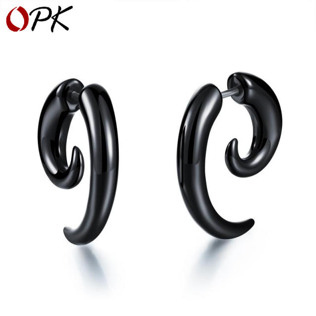 Fashion black snail unisex earrings