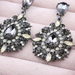 Black color glass crystal drop earrings for women