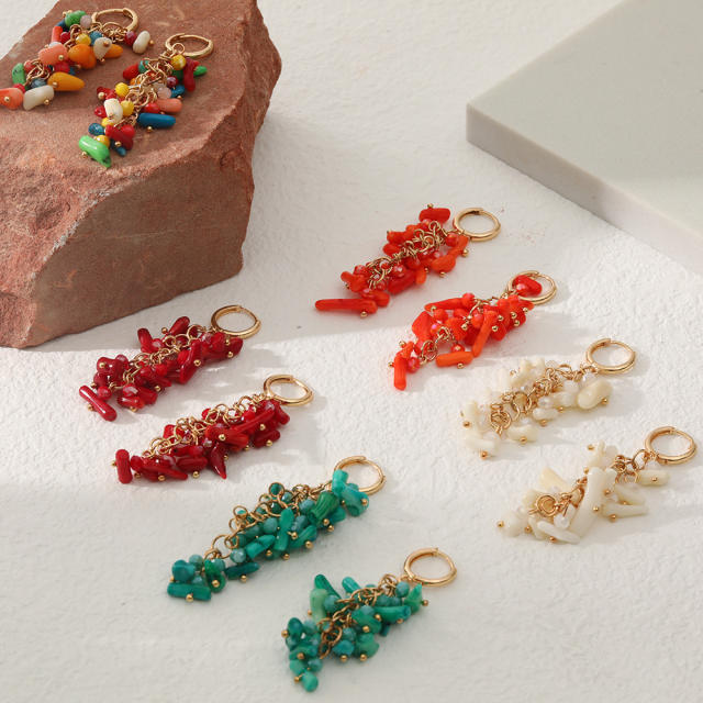 Natural stone beads huggie earrings