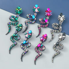 Color glass crystal statement snake ear studs