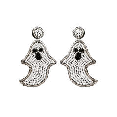 Handmade ghost design beaded earrings