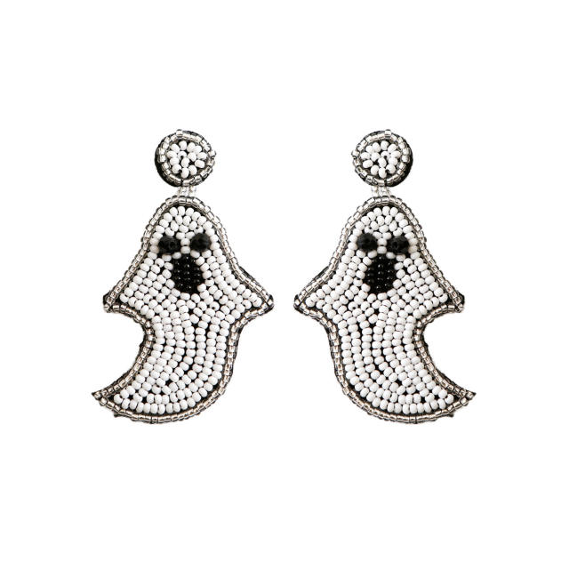 Handmade ghost design beaded earrings
