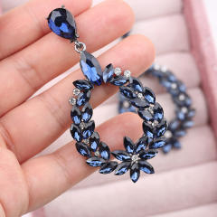 Luxury navy blue glass crystal earings