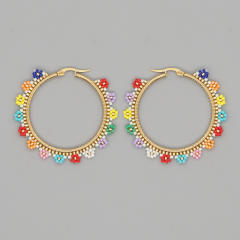 Miyuki beads handmade daisy hoop earrings
