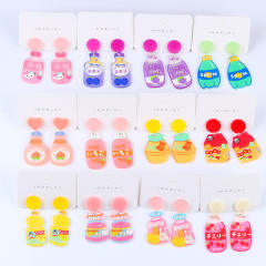 Cute cartoon drink bottle earrings