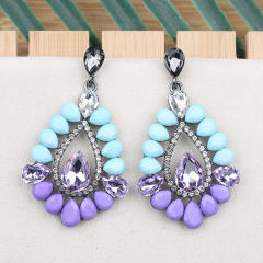 Color acrylic glass crystal drop earrings