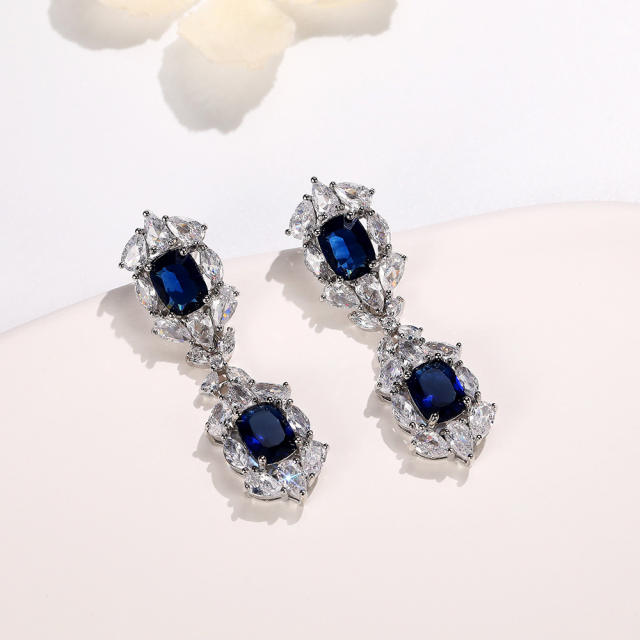 Sapphire cubic zircon delicate drop earrings