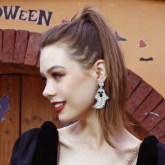Handmade ghost design beaded earrings