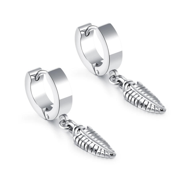 Fashion leaf titanium steel earrings