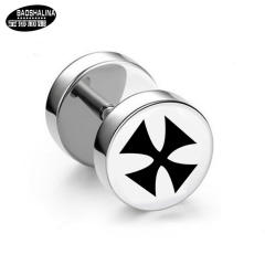Pentagram titanium dumbbell black earings