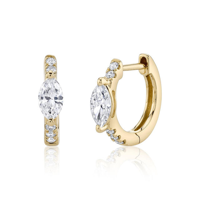 INS cubic zircon popular huggie earrings