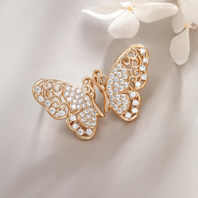 Korean style diamond hollow butterfly earrings