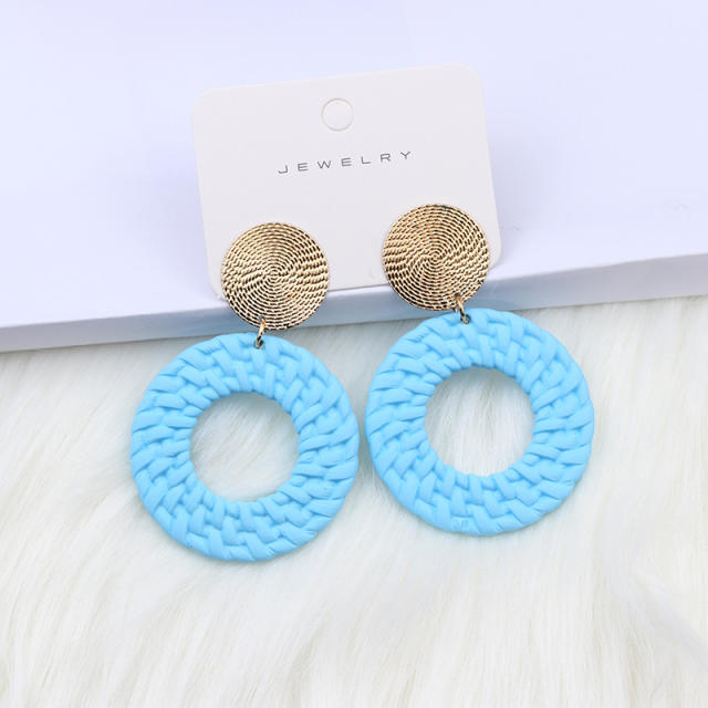 12 color boho geometric circle dangle earrings