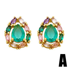 INS design green cubic zircon statement ear studs