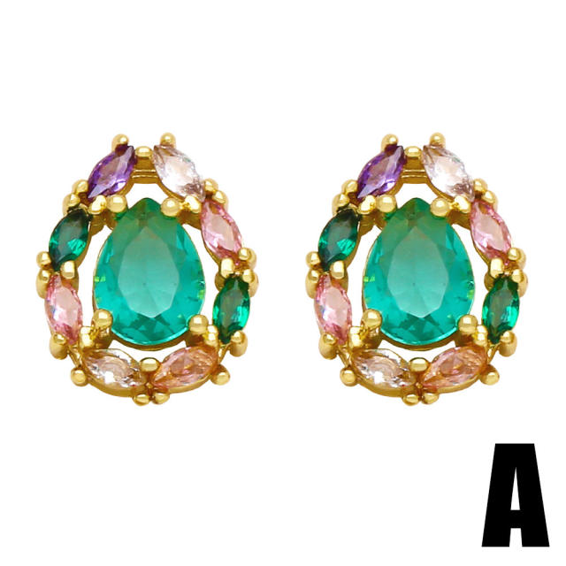 INS design green cubic zircon statement ear studs