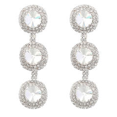 Round shape color glass crystal dangle earrings