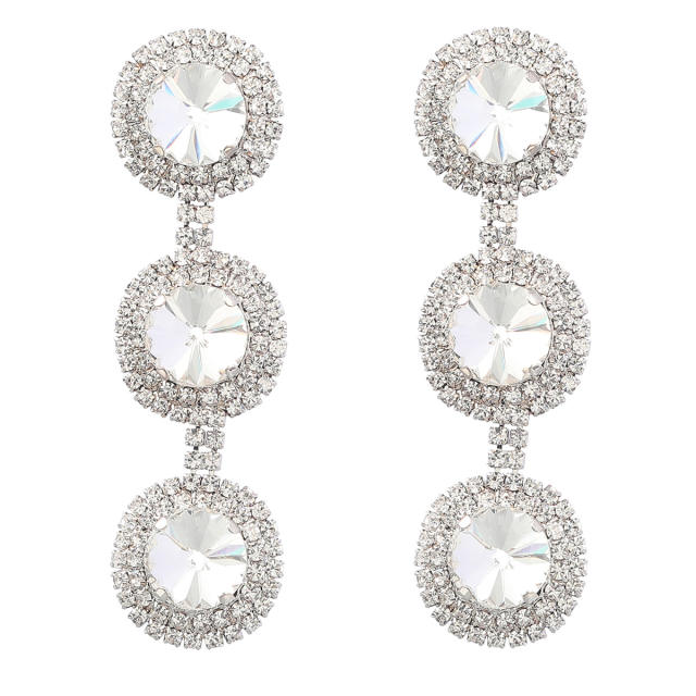 Round shape color glass crystal dangle earrings