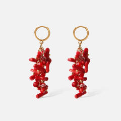 Natural stone beads huggie earrings