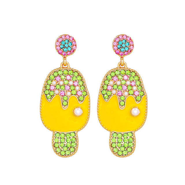 Creative yellow color ice cream dangle earrings