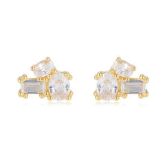 S925 sterling silver cubic zircon ear studs
