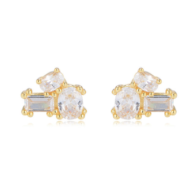 S925 sterling silver cubic zircon ear studs