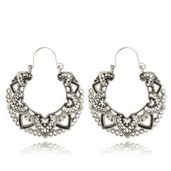 Vintage hollow Totem hoop earrings