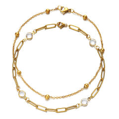 Korean fashion two layer stainless steel anklet