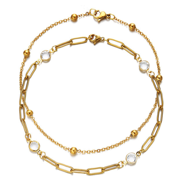 Korean fashion two layer stainless steel anklet