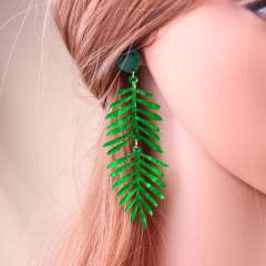 Boho colorful acrylic leaf dangle earrings
