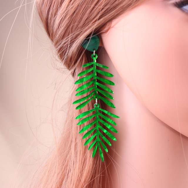 Boho colorful acrylic leaf dangle earrings