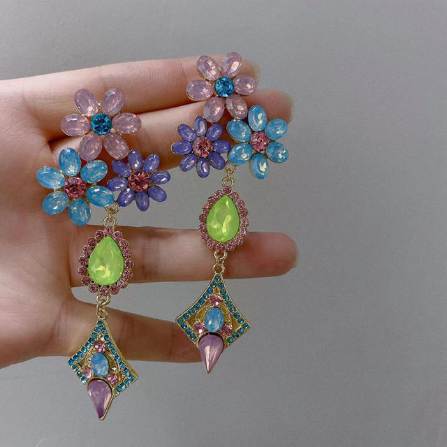 Personality color resin beads dangle earrings