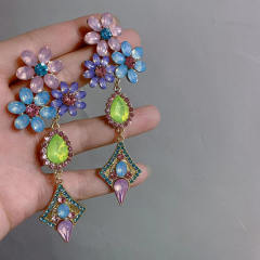 Personality color resin beads dangle earrings