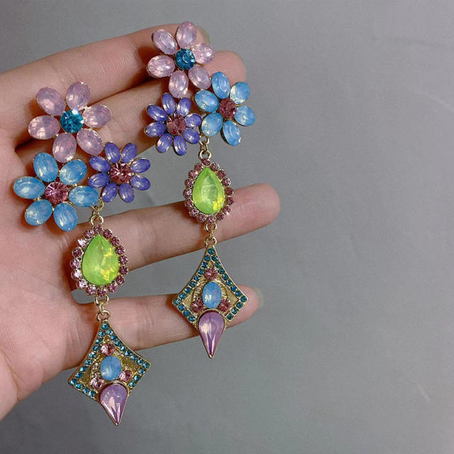 Personality color resin beads dangle earrings