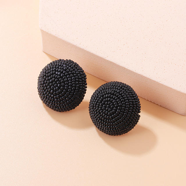 INS color seed beads semi circle ear studs
