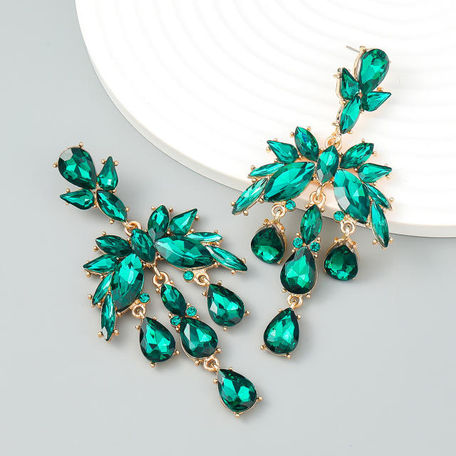 Luxury drop glass crystal statement earrings