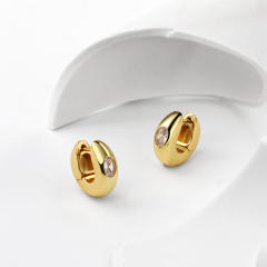 INS chunky huggie earrings with cubic zircon