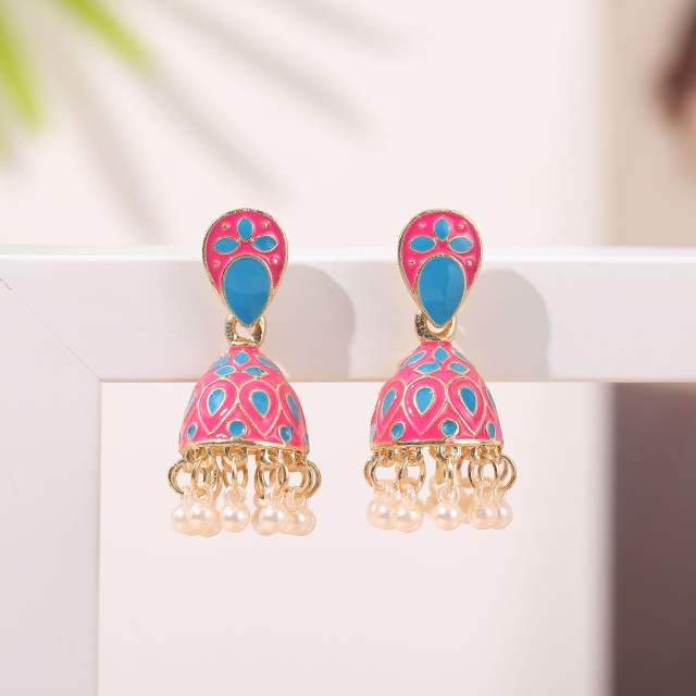 Color enamle jhumka earrings for women