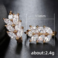 Classic cubic zircon leaf hoop earrings