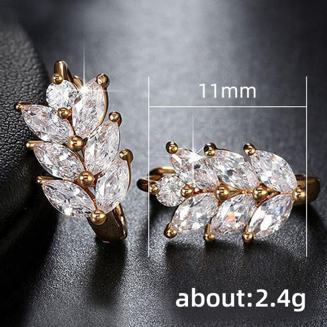 Classic cubic zircon leaf hoop earrings