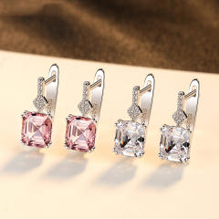 S925 pink Morganite crystal huggie earrings