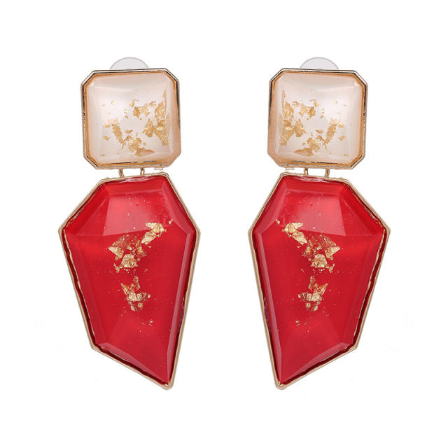 Geometric shape color resin earrings